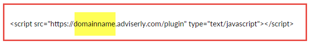 Script tag with the domainname placeholder highlighted