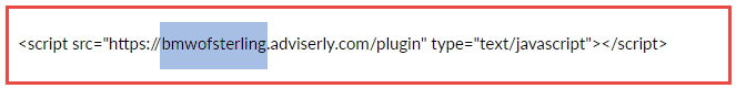 Script tag with bmwofsterling in the SRC attribute